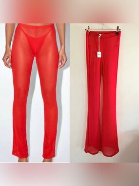 ❤️‍🔥Khy by Kylie Jenner Red Hot Sheer Mid-Rise Pants ❤️‍🔥